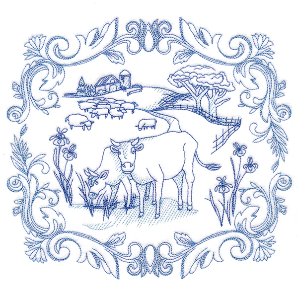 Countryside Farm Scene - Cows