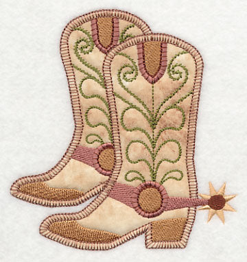 Cowboy Boot Pair with Spurs (Heirloom Applique) - Image 2