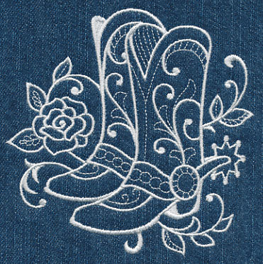Cowboy Boots with Roses (Whitework) - Image 4