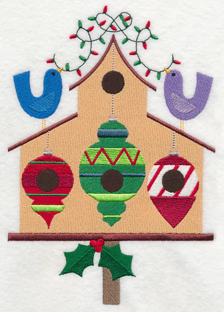 Cozy Christmas Birdhouse with Ornaments - Image 4