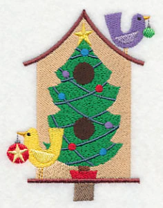 Cozy Christmas Birdhouse with Tree - Image 3