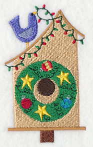 Cozy Christmas Birdhouse with Wreath - Image 3