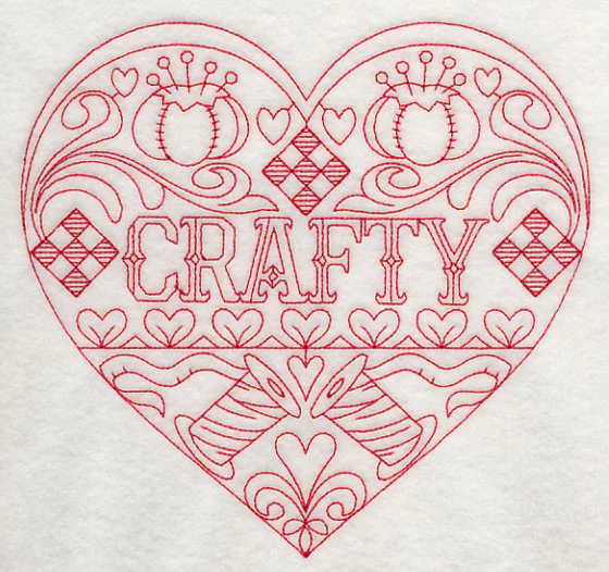 Crafty Heart (Redwork) - Image 2