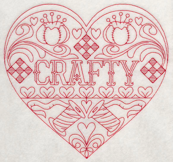Crafty Heart (Redwork) - Image 5