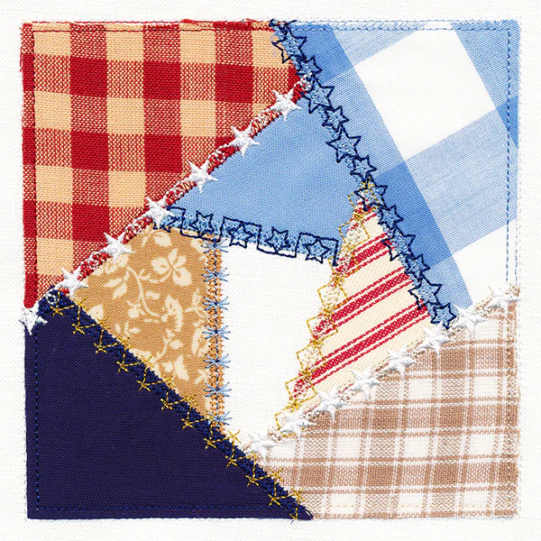 Crazy Patchwork Americana Quilt Block (In-the-Hoop) - Image 4