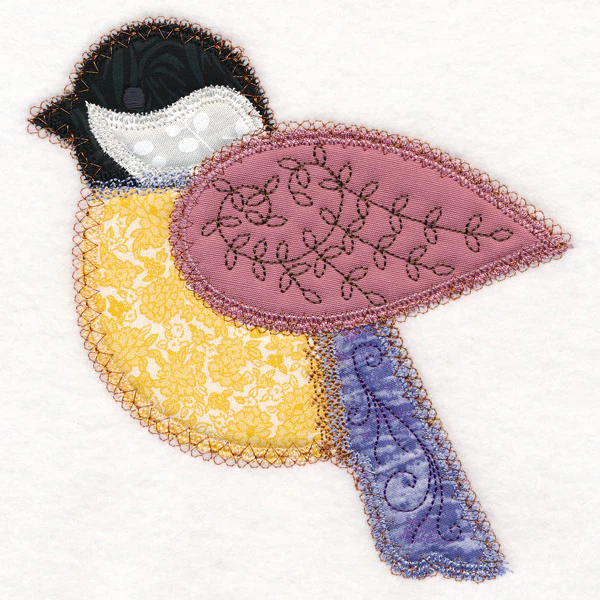 Crazy Patchwork Chickadee (Heirloom Applique) - Image 3