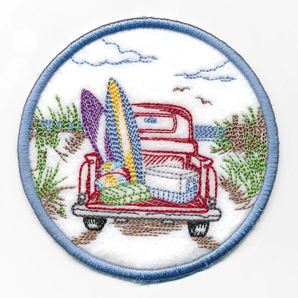 Cruising and Surfing Retro Truck Coaster (In-the-Hoop) - Image 2