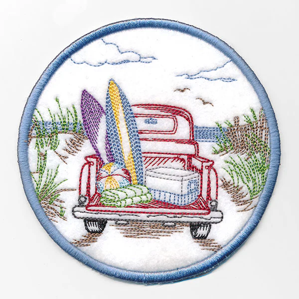 Cruising and Surfing Retro Truck Coaster (In-the-Hoop) - Image 3