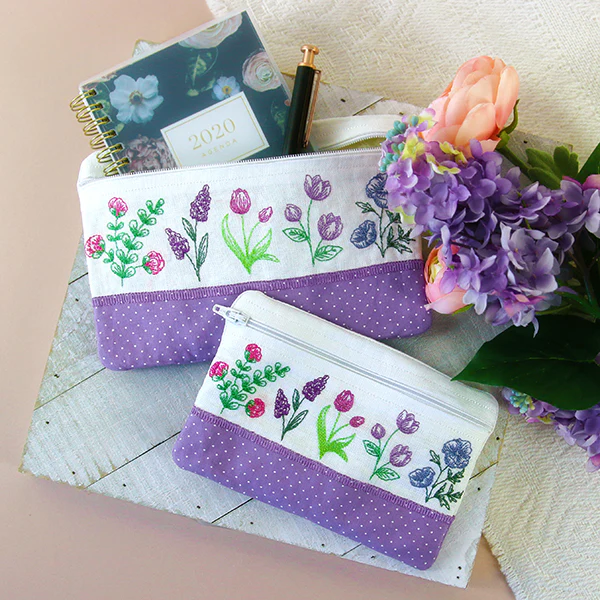 Dainty Wildflower Lined Zipper Pouch (In-the-Hoop) - Image 10