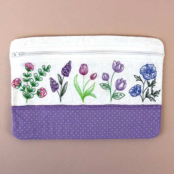 Dainty Wildflower Lined Zipper Pouch (In-the-Hoop) - Image 11