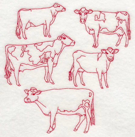 Dairy Cow Medley (Redwork) - Image 3