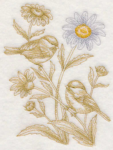 Daisy and Chickadees (Toile) - Image 3