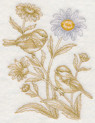 Daisy and Chickadees (Toile) - Image 4