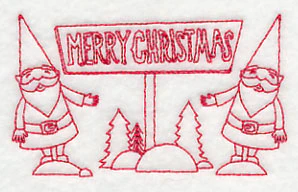 Danish Christmas Elves Merry Christmas (Redwork) - Image 4