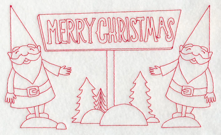 Danish Christmas Elves Merry Christmas (Redwork) - Image 5