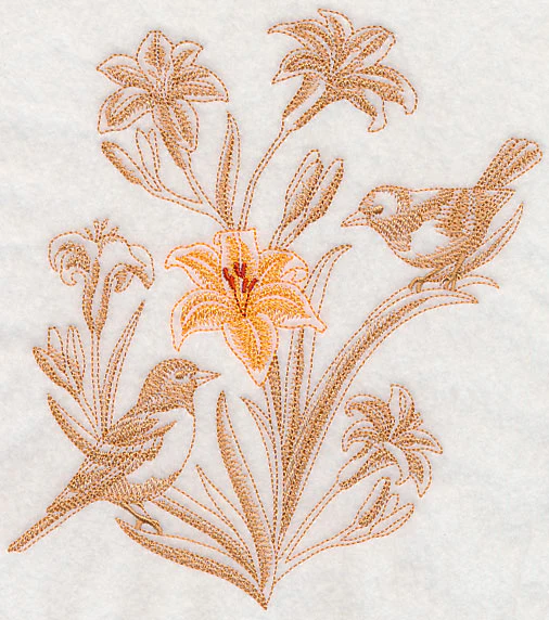 Daylily and Orioles (Toile) - Image 2