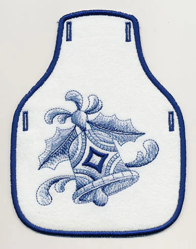 Delft Blue Christmas Bell Bottle Apron (In-the-Hoop)