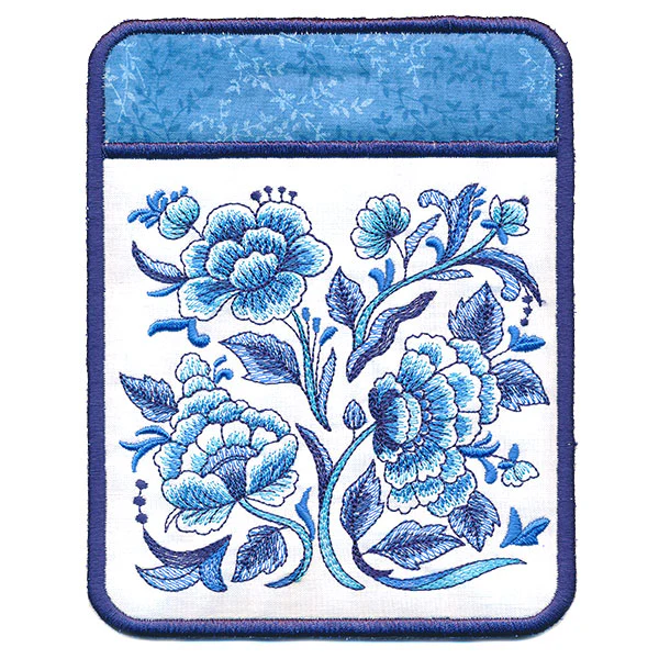 Delft Blue Flourishing Pot Holder (In-the-Hoop) - Image 3