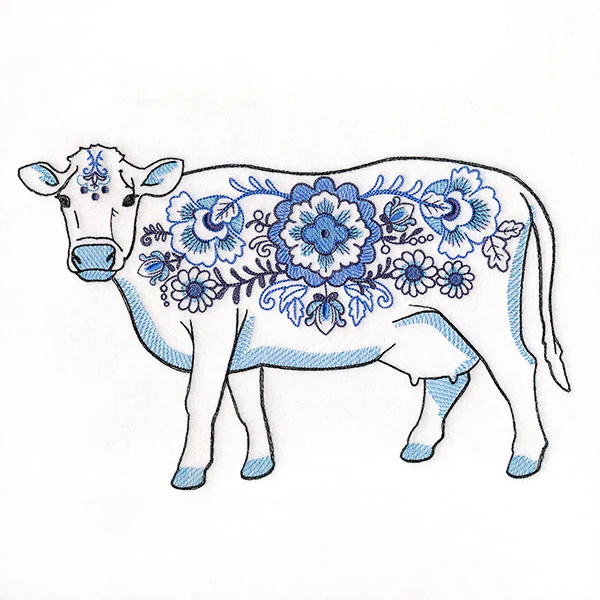 Delft Blue Flowers Dairy Cow - Image 5