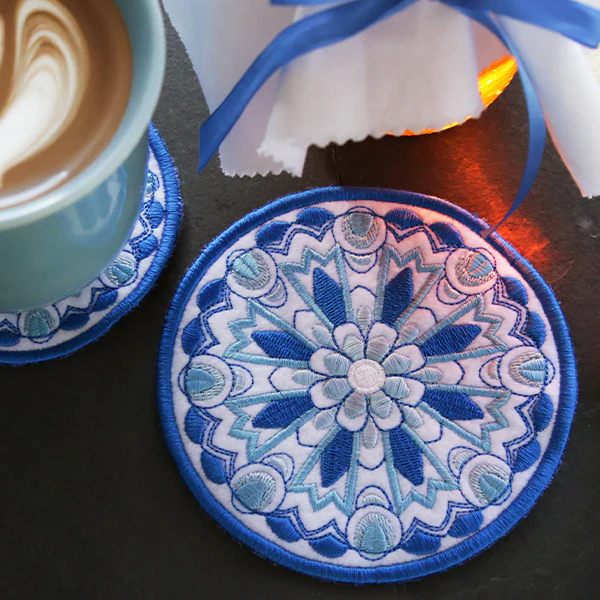 Delft Blue Mandala Coaster (In-the-Hoop) - Image 7