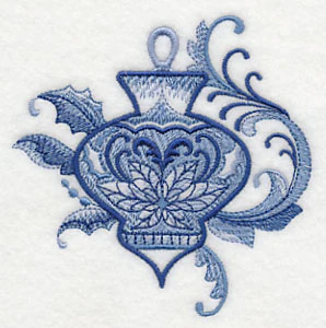 Delft Blue Poinsettia Ornament - Image 2