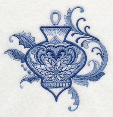 Delft Blue Poinsettia Ornament - Image 3