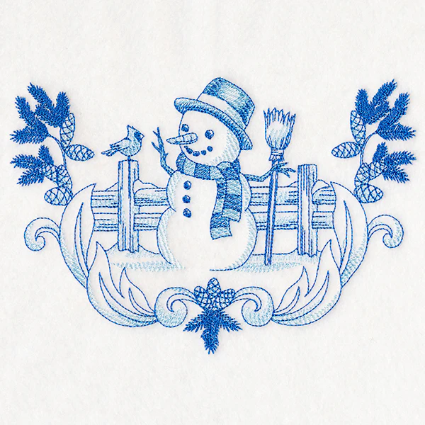 Delft Blue Snowman Scene - Image 3
