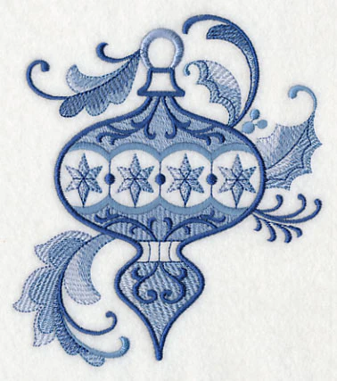 Delft Blue Stars and Swirls Ornament - Image 3