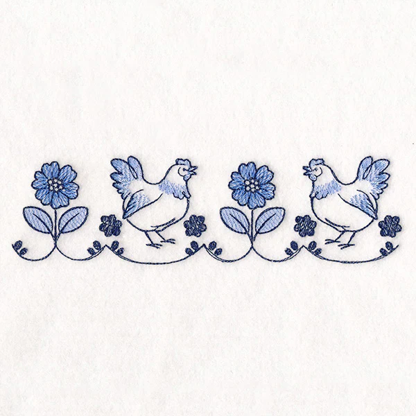 Delicate Delft Blue Border- Chicken - Image 5