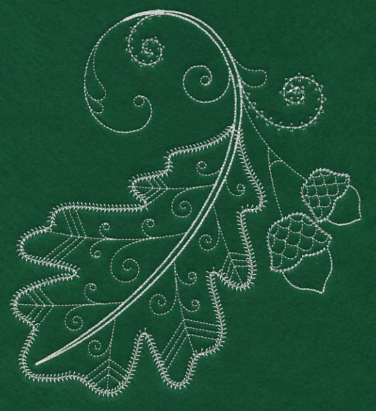 Delicate Whitework Oak Leaf
