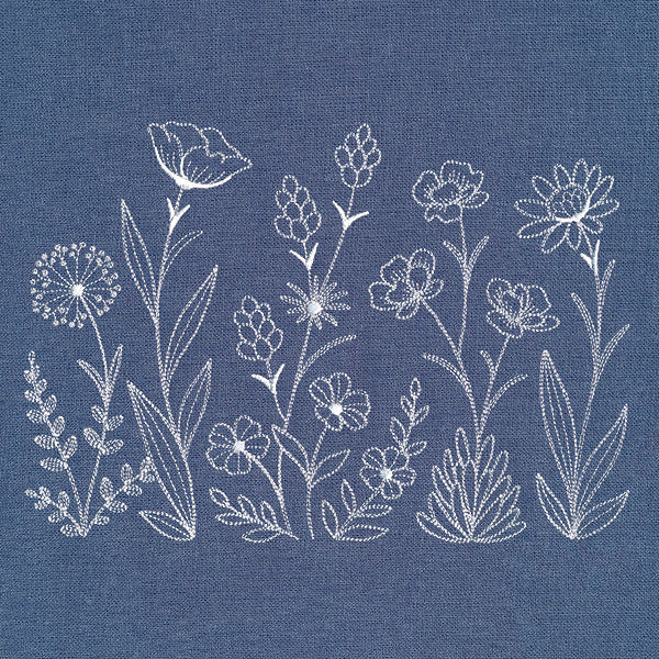 Delicate Wildflower Meadow Border (Whitework) - Image 44