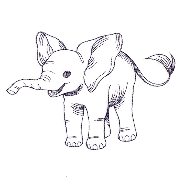 Delightful Baby Elephant Etching - Image 3