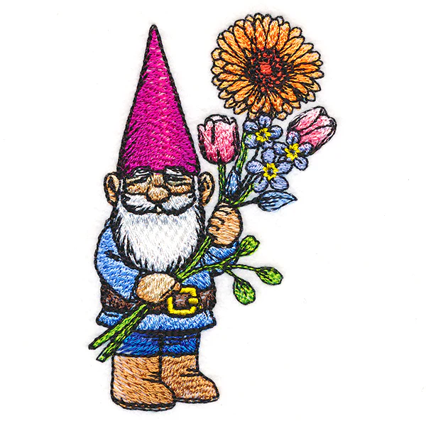 Delightful Gnome with Flower Bouquet - Image 5