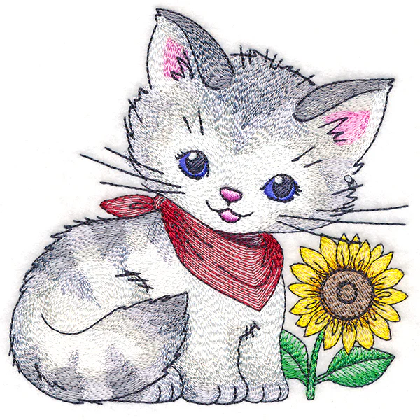 Delightful Kitty with Sunflower - Image 3