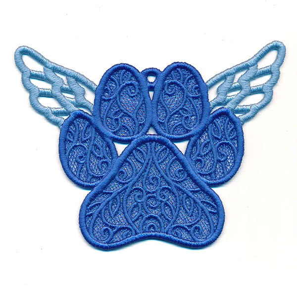 Dog Paw Ornament with Wings (Lace) - Image 2