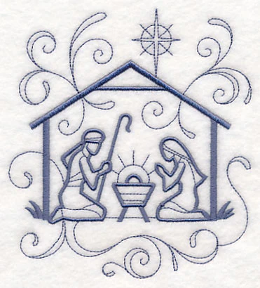 Doodle Holy Family in Stable - Image 2