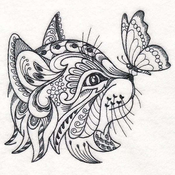 Doodle Treasure - Kitten and Butterfly (Blackwork) - Image 3