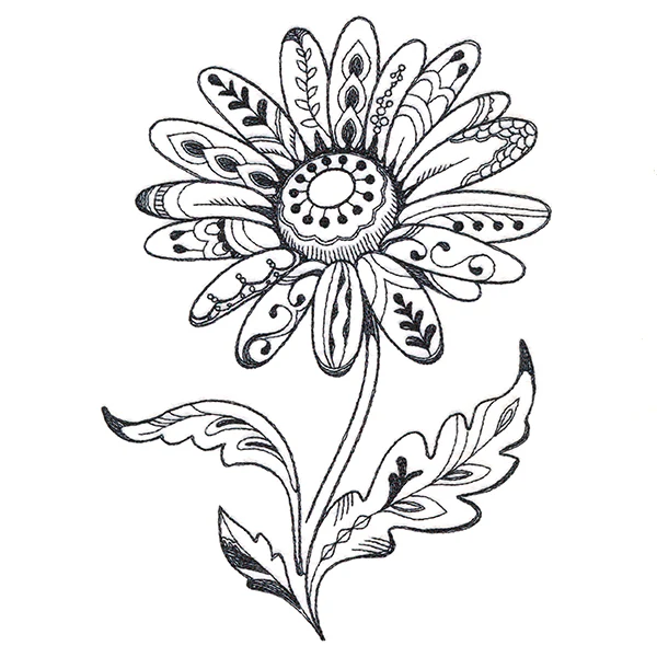 Doodle Treasures - Daisy (Blackwork) - Image 2