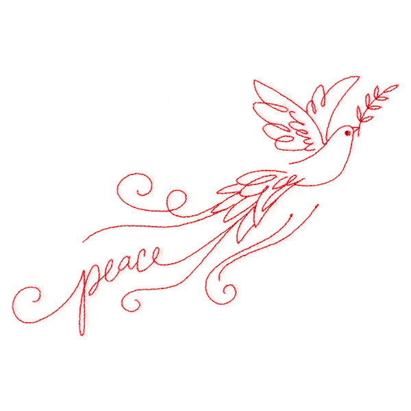 Dove with Peace (Redwork) - Image 3