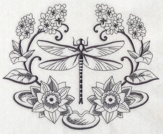 Dragonfly and Lily Laurel