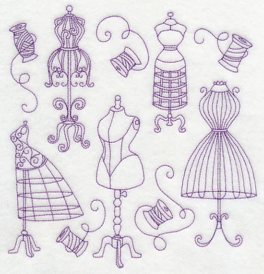 Dress Form Medley (Redwork) - Image 4