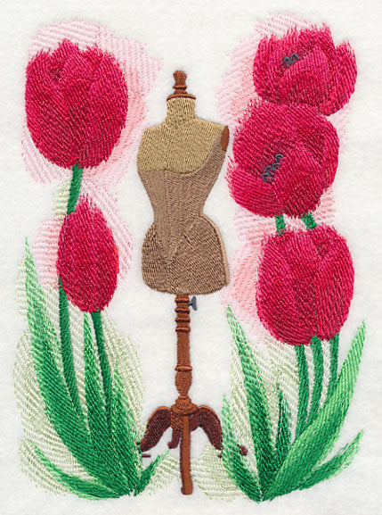Dress Form with Tulips in Watercolor - Image 2