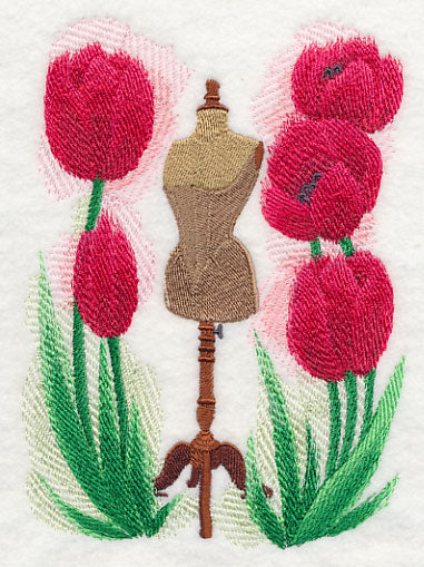 Dress Form with Tulips in Watercolor - Image 3