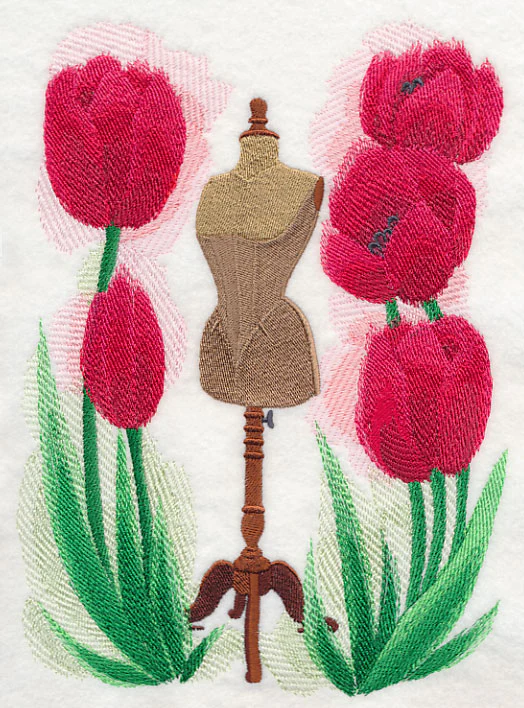 Dress Form with Tulips in Watercolor - Image 4