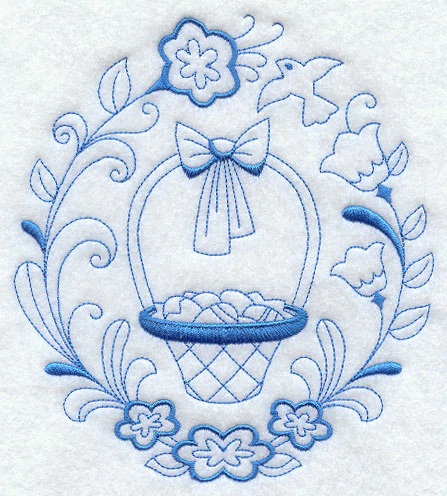 Easter Basket Circle (Redwork) - Image 2