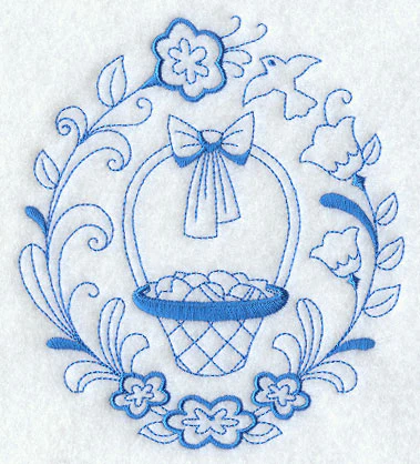 Easter Basket Circle (Redwork) - Image 3