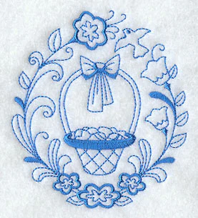 Easter Basket Circle (Redwork) - Image 4