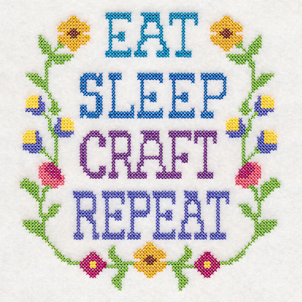 Eat Sleep Craft Repeat (Cross Stitch) - Image 3
