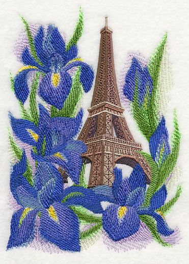 Eiffel Tower and Irises in Watercolor - Image 4