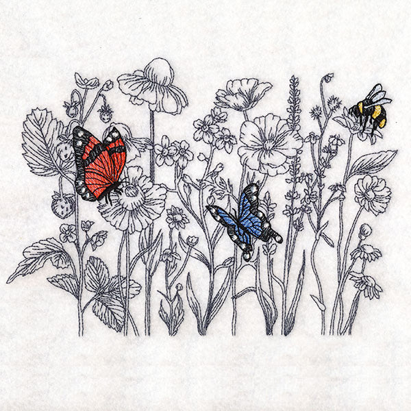 Wildflower Etching with Butterflies & Bee - Image 4